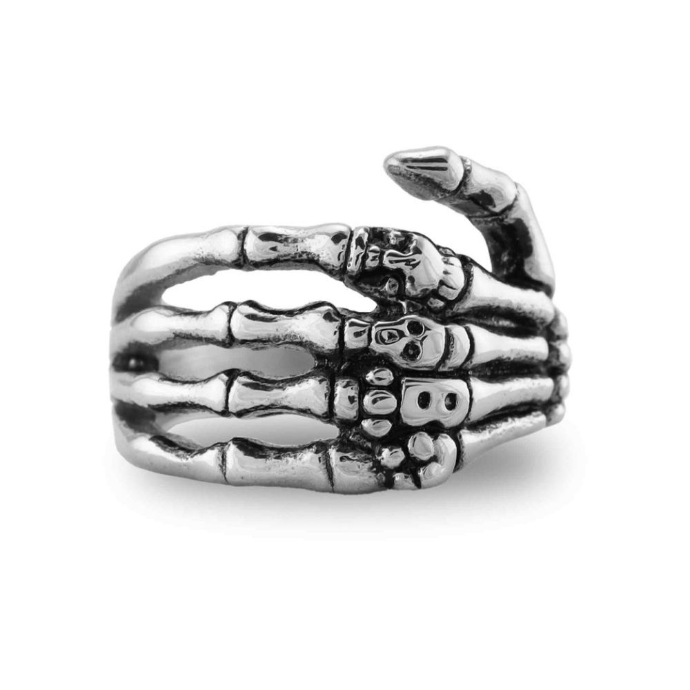 NEW Detailed Silver Skeleton Skull Ring Made Of Durable Stainless Steel